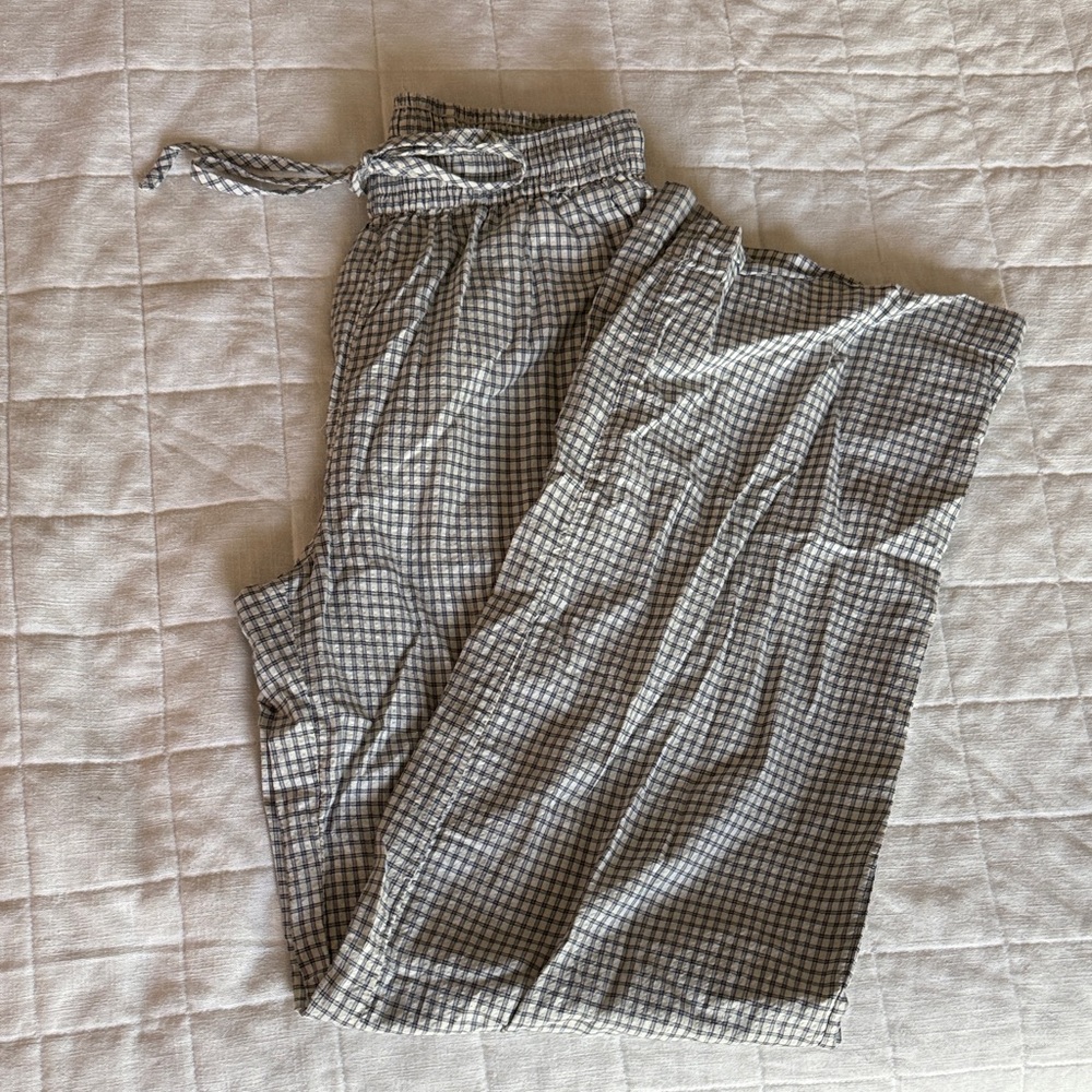 Cotton On Beige and Blue Gingham Drawstring Pants